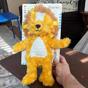 Sensory Snugg❤️bles-Plush Yellow Lion Comfort Toy with Ribbon Mane
